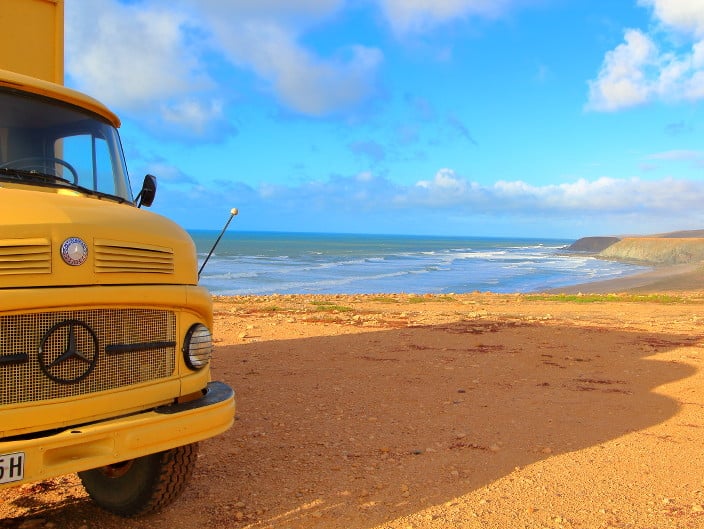 Guelmim, Wohnmobil, Marokko, Aussicht, Strand, Meer, Küste, Stellplatz