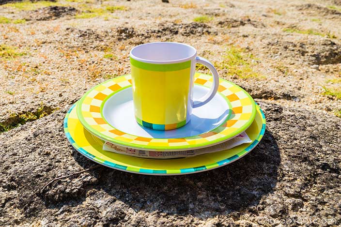 Campinggeschirr, Melamin Geschirr, Bambus Geschirr, Glas Geschirr, Porzellan, Edelstahl