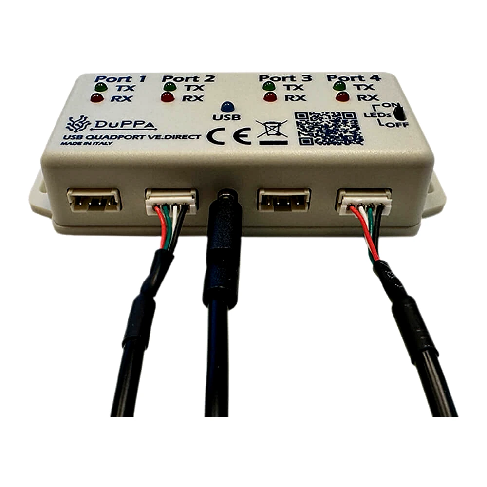schnittstellenerweiterung-usb-quadport-5 USB Quadport VE.Direct Schnittstellenerweiterung – angeschlossene VE.Direct-Kabel an allen Ports