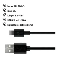 USB-C auf USB-A Verbindungskabel – 1 Meter Länge, 480 Mbit/s, bidirektional