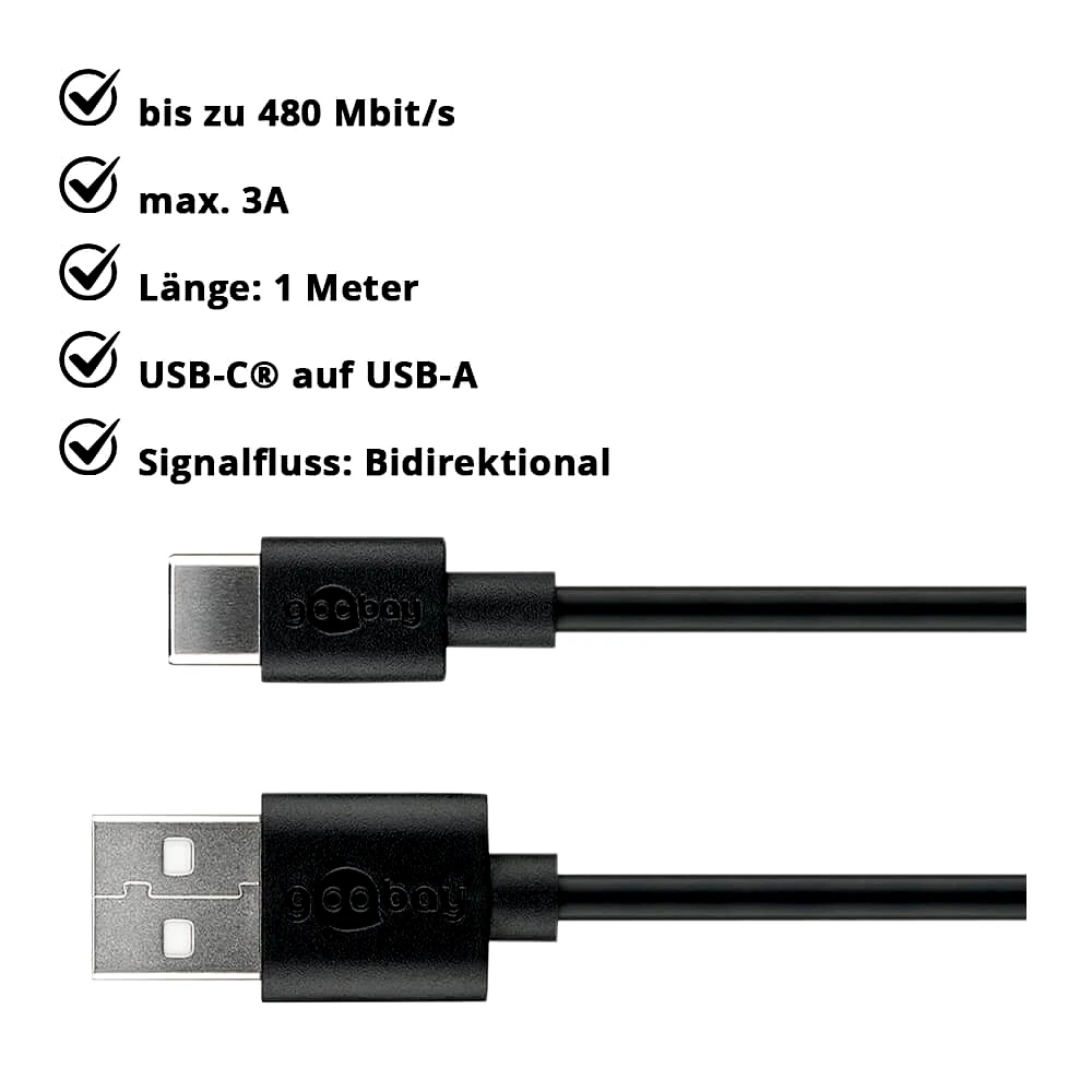 schnittstellenerweiterung-usb-quadport-8 USB-C auf USB-A Verbindungskabel – 1 Meter Länge, 480 Mbit/s, bidirektional