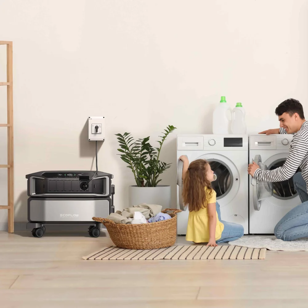 EcoFlow DELTA Pro Ultra Powerstation in Anwendung mit Waschmaschine