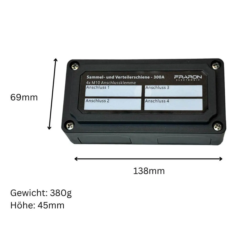 Hochstrom-Sammelschiene-4-x-M10-bis-300A-SS4M10-P-8 Hochstrom Sammelschiene schwarz