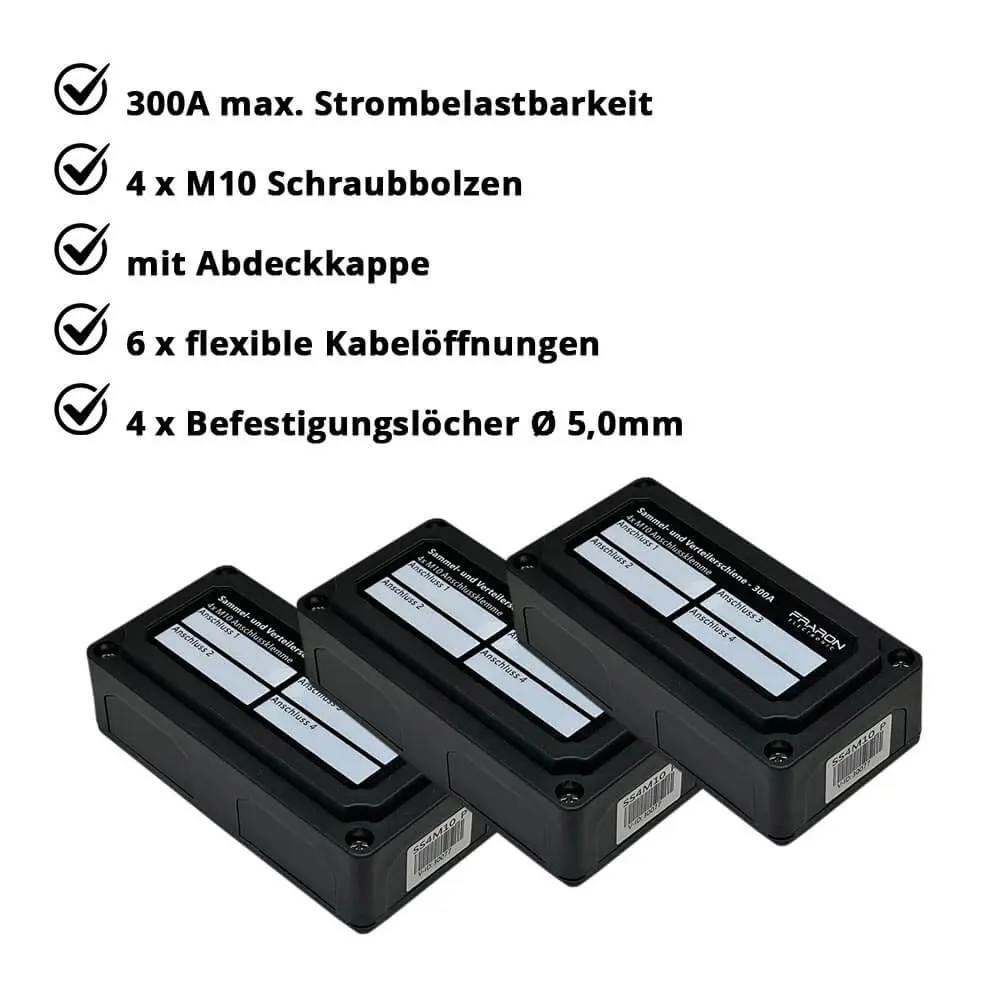 Hochstrom-Sammelschiene-4-x-M10-bis-300A-SS4M10-P-9 Hochstrom Sammelschiene schwarz
