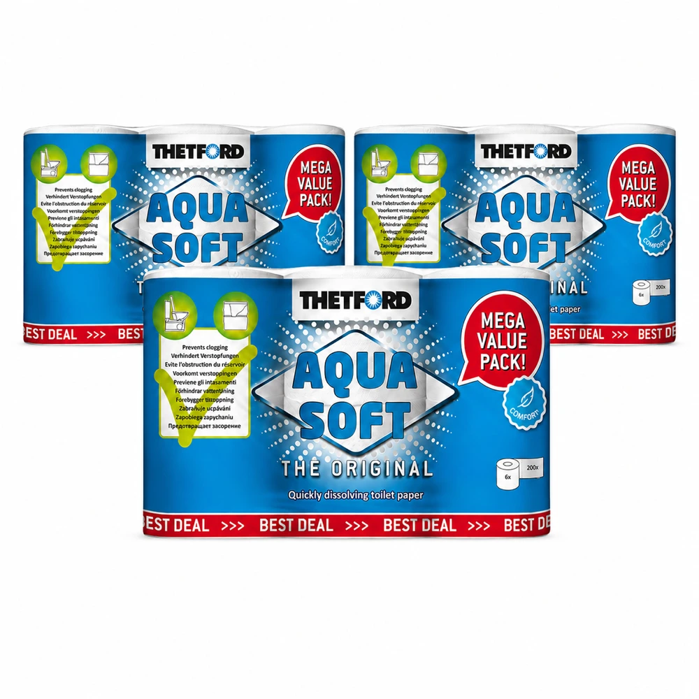 thetford-aqua-soft-6-rollen-vorteilspack Camping-Toilettenpapier Sparpaket Aqua Soft 6 Rollen 3 Packungen