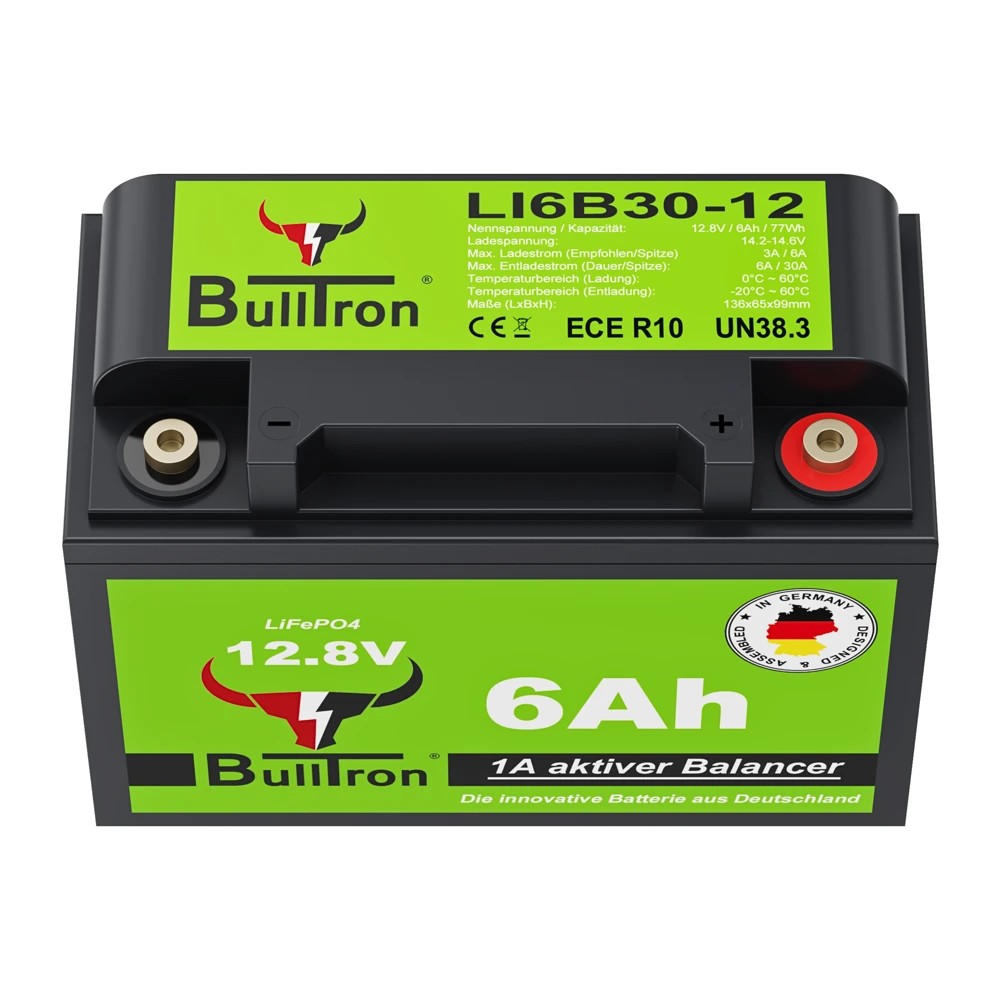 bulltron-6ah-clesana-stuetzbatterie-draufsicht BullTron 6Ah Clesana Stützbatterie ohne Powermanagement mit Halterung Drauftsicht