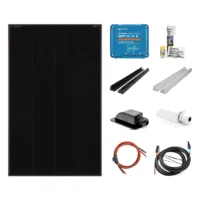 175 Watt Shadow Solar-Set mit SOLA Frame Shadow Solarmodul, Victron SmartSolar MPPT 75/15, Haltespoilern und Dachdurchführung in schwarz oder weiß, Dekalin Klebeset, Batterie- und Solarkabel