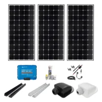 630 Watt Daylight Solar-Set mit SOLA Frame Daylight Solarmodulen, Laderegler, Haltespoilern MOUNT und Dachdurchführung in schwarz oder weiß, Dekalin Klebeset und Kabeln
