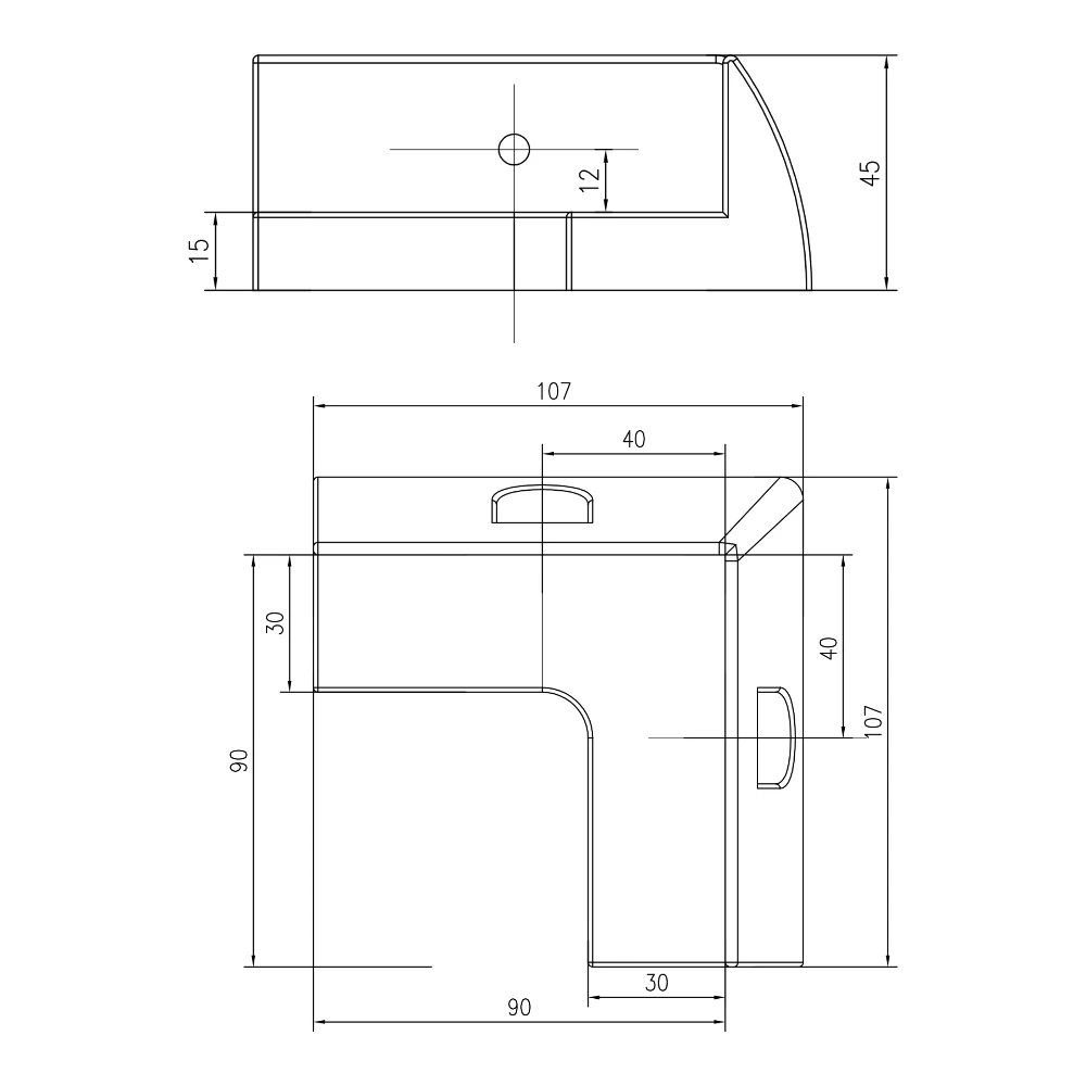 Technische Zeichnung Halteecken MOUNT corner von Wattstunde Technische Zeichnung Halteecken MOUNT corner von Wattstunde