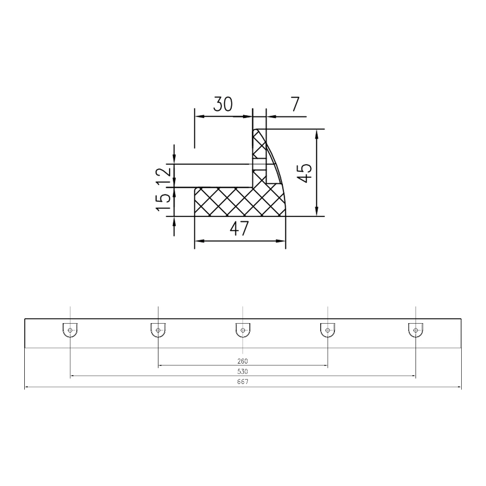 Technische Zeichnung Haltespoiler MOUNT 67 von Wattstunde Technische Zeichnung Haltespoiler MOUNT 67 von Wattstunde